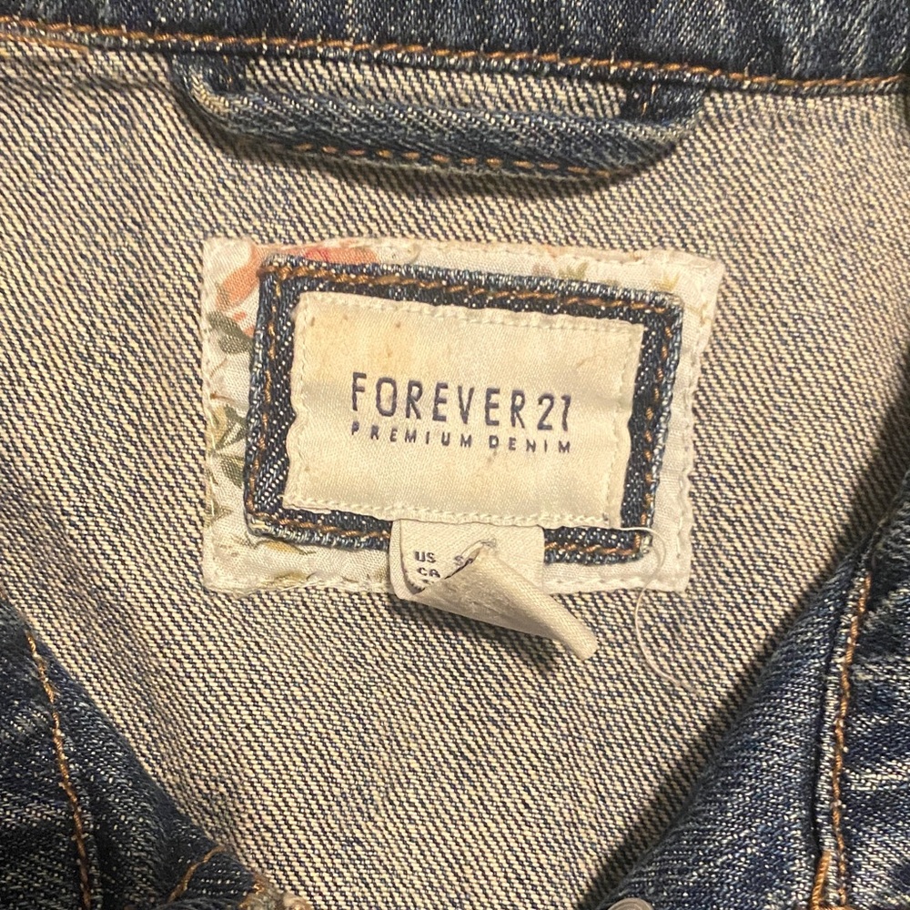 Forever 21 Blue Denim Vest unicorn 🦄 embroidered small - Picture 2 of 7